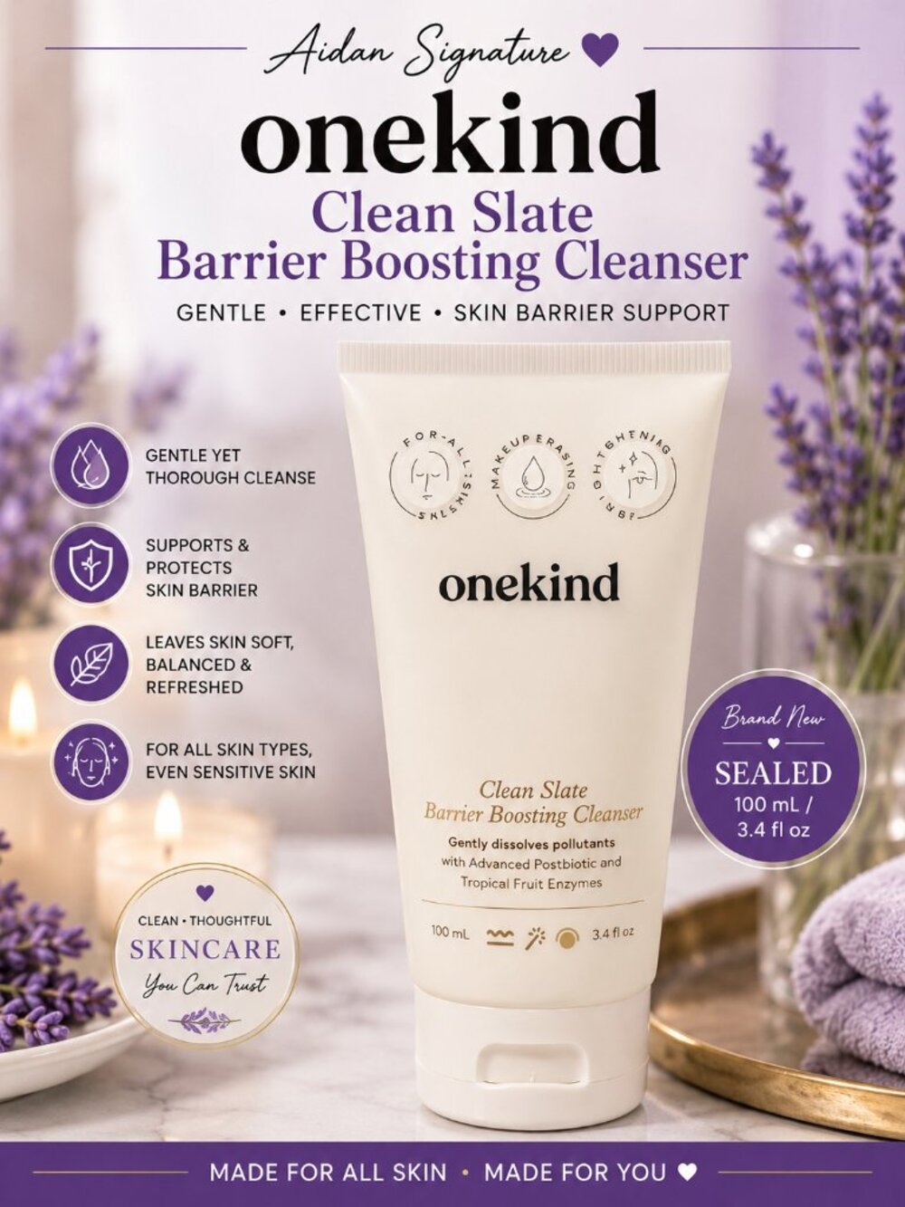 onekind Clean Slate Barrier Boosting Cleanser 100mL 3.4 fl oz